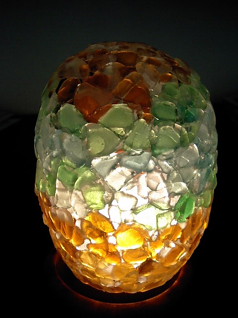シーグラス風 海日記 4番目に作ったシーグラス ビーチグラス のランプシェード